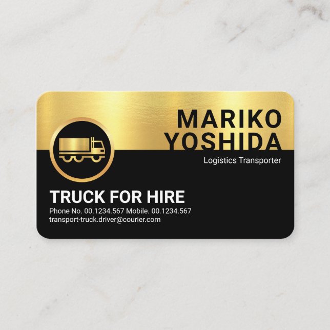 Carte De Visite Pilote de camion Retro Gold Black Layers (Devant)