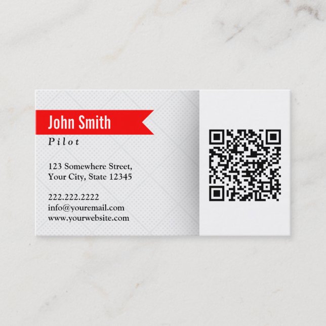 Carte De Visite Pilote de code de QR/carte de visite modernes (Devant)