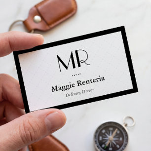 Carte De Visite Pilote de livraison - Monogramme élégant propre