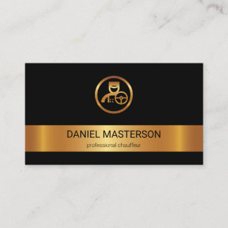 Carte De Visite Pilote de logo Gold Stripe Gold Chauffeur élégant