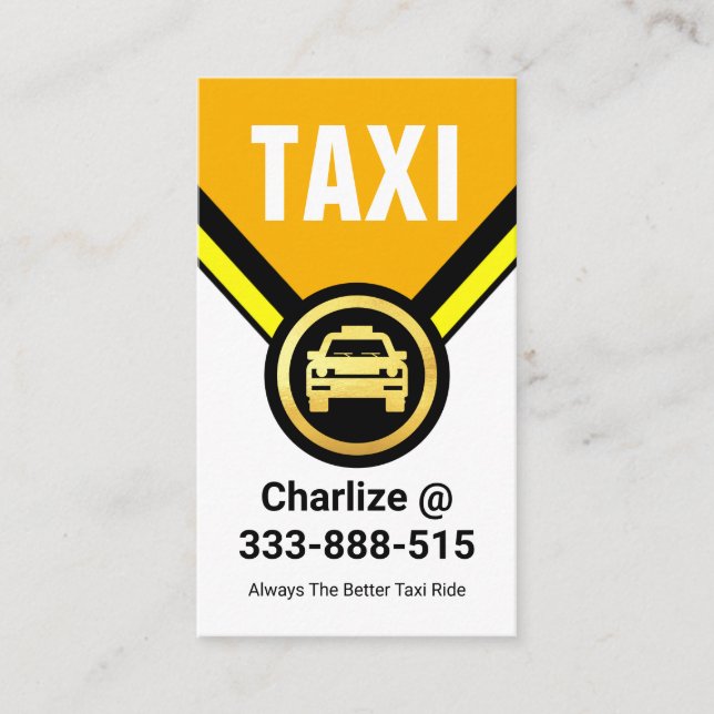 Carte De Visite Pilote de médaillon de voiture de taxi or (Devant)