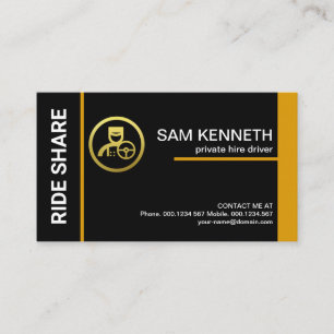 Carte De Visite Pilote de partage de ligne jaune noir spécial