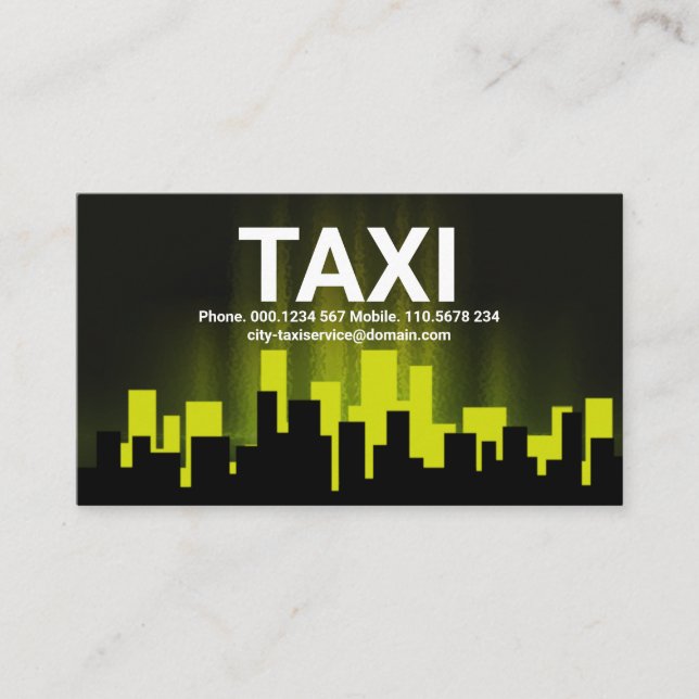 Carte De Visite Pilote de taxi aérien de ville jaune lumineux (Devant)