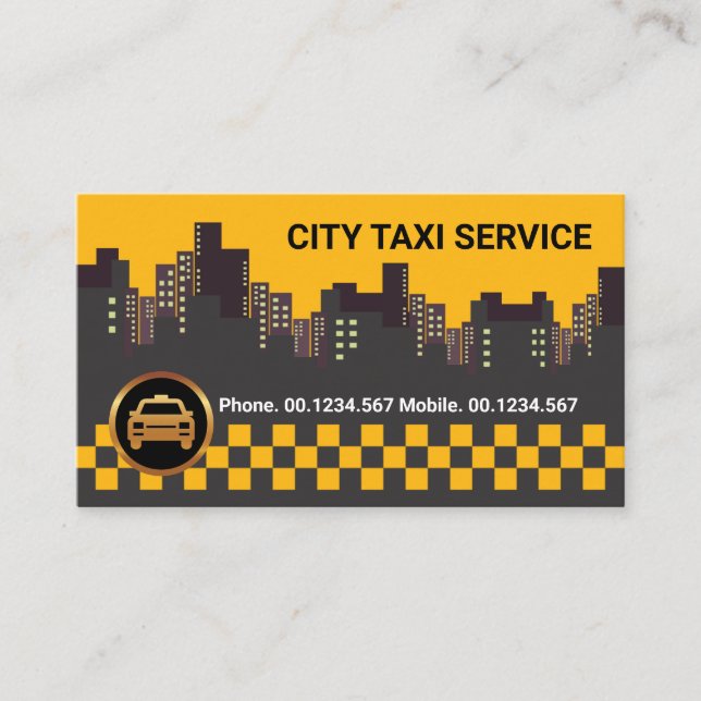 Carte De Visite Pilote de taxi aérien de ville jaune vif (Devant)