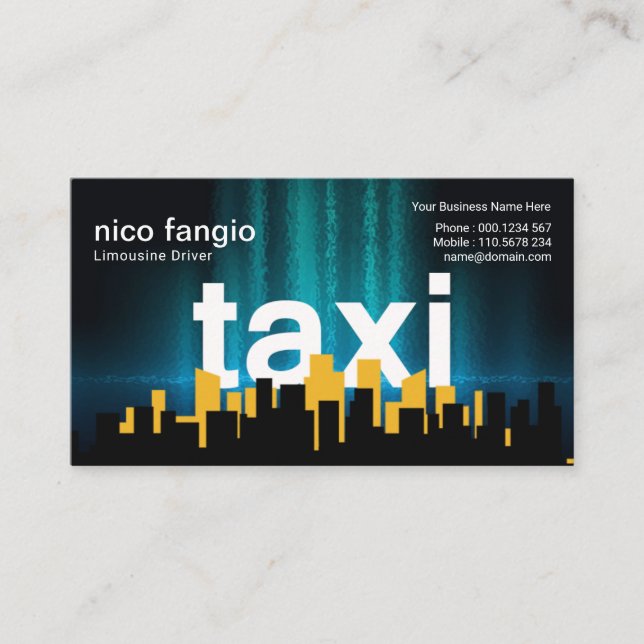 Carte De Visite Pilote de taxi aérien TAXI flottant lumineux (Devant)