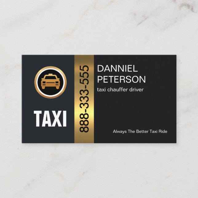 Carte De Visite Pilote de taxi Gold Stripe élégant (Devant)