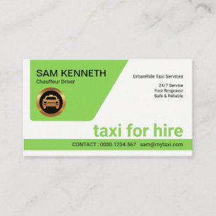 Carte De Visite Pilote de taxi minimaliste Retro Green Tab