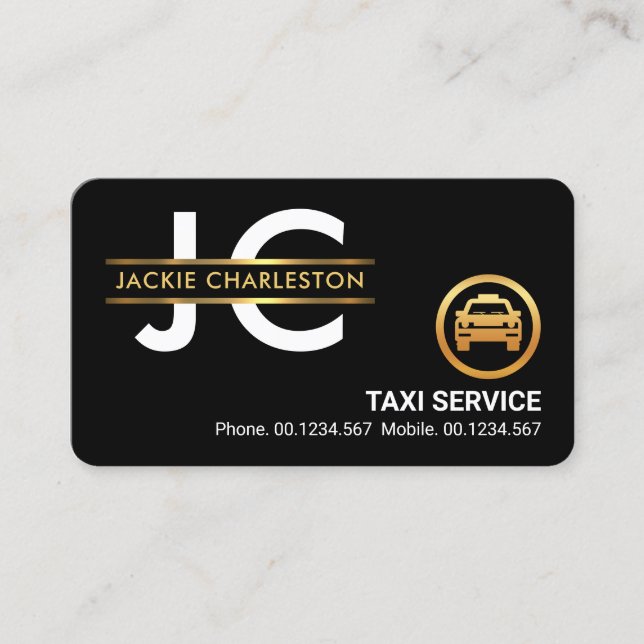 Carte De Visite Pilote de taxi Monogram Gold Placard Cadre élégant (Devant)