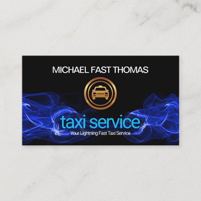 Carte De Visite Pilote de taxi rapide Blue Electric Lightning (Devant)