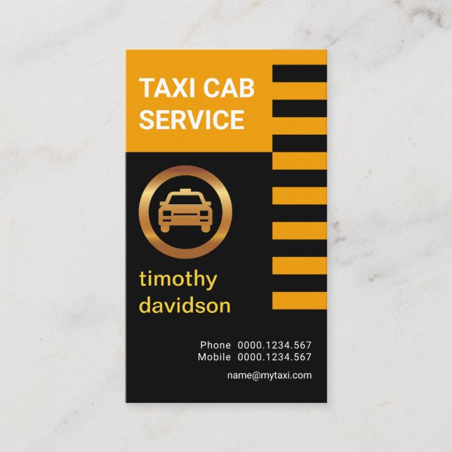 Carte De Visite Pilote De Taxi Rétro-Jaune Et Noir De Stripes (Devant)
