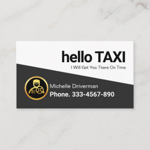 Carte De Visite Pilote de taxi triangle gris professionnel