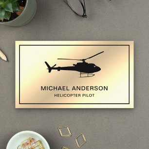 Carte De Visite Pilote d'hélicoptère Gold Faux Cream