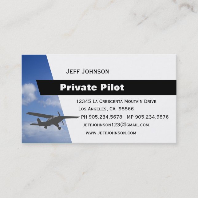 Carte De Visite Pilote privé (Devant)