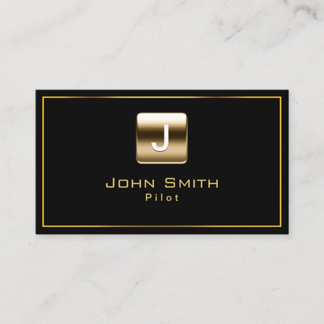 Carte De Visite Pilote professionnel Black & Gold (Devant)
