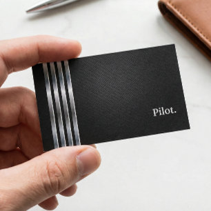 Carte De Visite Pilote professionnel Black Silver