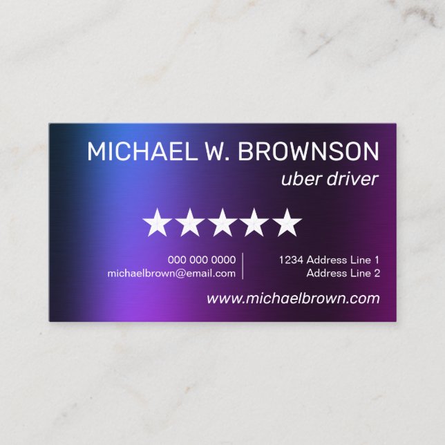 Carte De Visite Pilote Purple Minimal (Devant)