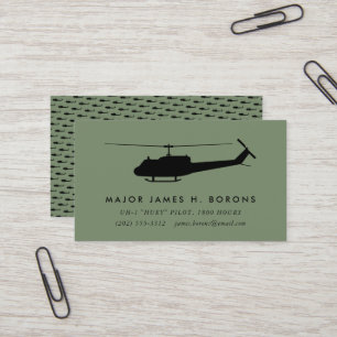Carte de visite pilote UH-1 Huey vert avec motif