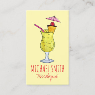 Carte De Visite Pina Colada Boire Cocktail Bartender Mixologue