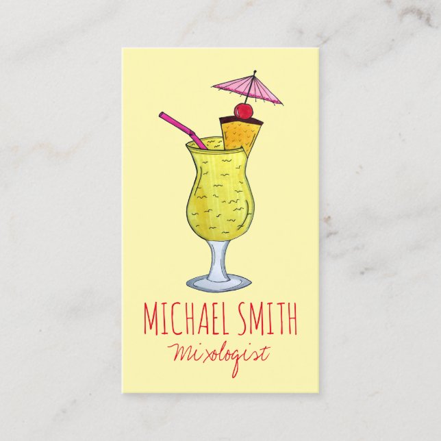 Carte De Visite Pina Colada Boire Cocktail Bartender Mixologue (Devant)