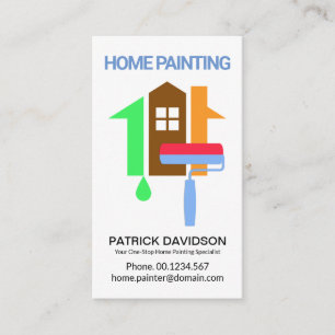 Carte De Visite Pinceau à rouleaux Peinture Colorful Home Entrepre