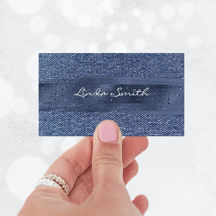 Carte De Visite Pinceau de denim pailleté bleu marine