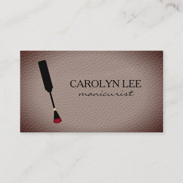 Carte De Visite Pinceau de peinture à ongles | Manucure | Cuir (Devant)