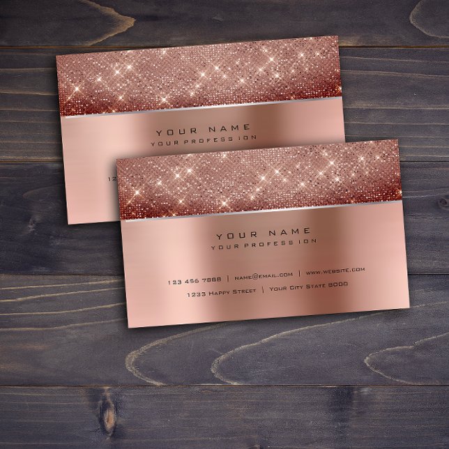 Carte De Visite Pinceau d'ivoire Pearly Copper Steel Parties scint (Ivory Brush Pearly Copper Steel Silver Glitter VIP Business Card)
