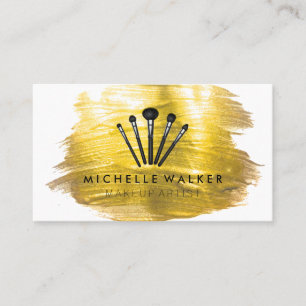 Carte De Visite Pinceau doré coup de pinceau   Pinceaux de maquill