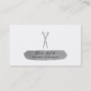 Carte De Visite Pinceau Pailleté Ciseaux d'Argent Coiffeur Chic