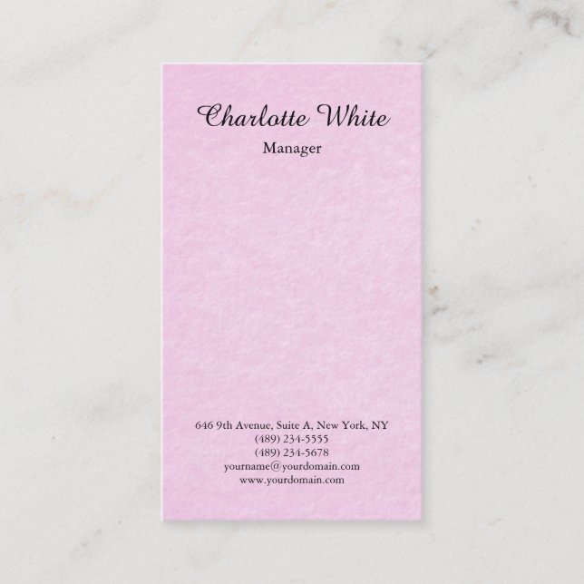 Carte De Visite Pinceau rose Script Feminine moderne Élégant (Devant)