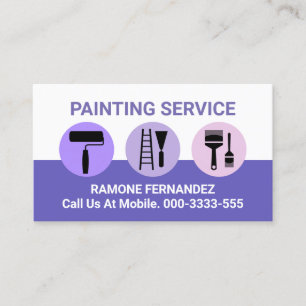 Carte De Visite Pinceaux de l'outil de peinture violet monochrome