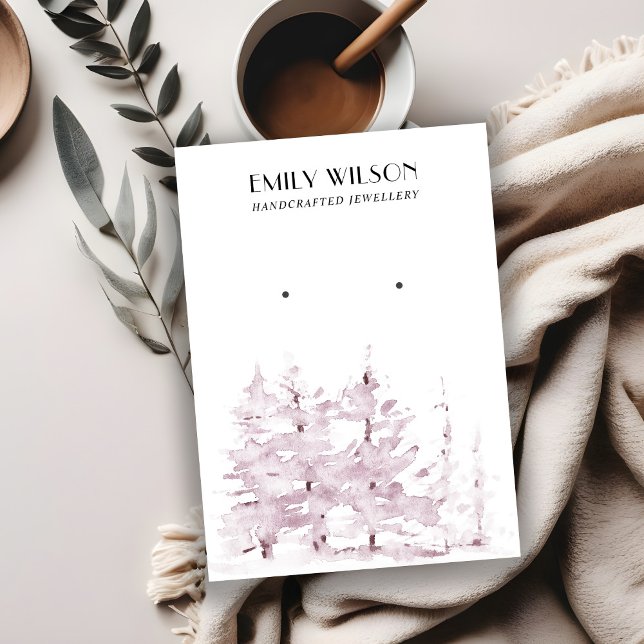 CARTE DE VISITE PINE ROSE ARBRE HIVER FORÊT STUD EARRÊT AFFICHAGE (Créateur téléchargé)