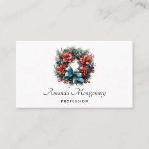 Carte De Visite Pine Wreath avec Holly Christmas
