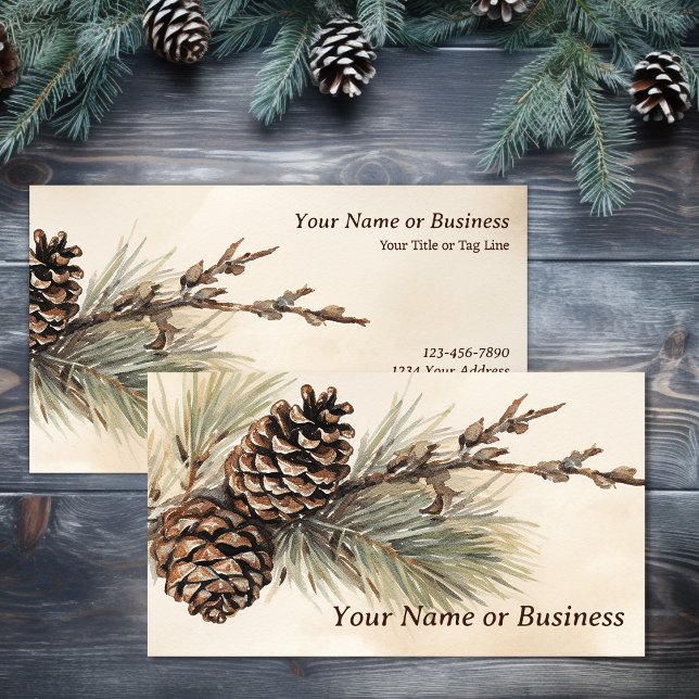 Carte De Visite Pinecones rustiques | Cône de pin des bois (Rustic Pinecones | Woodland Pine Cone Business Card)