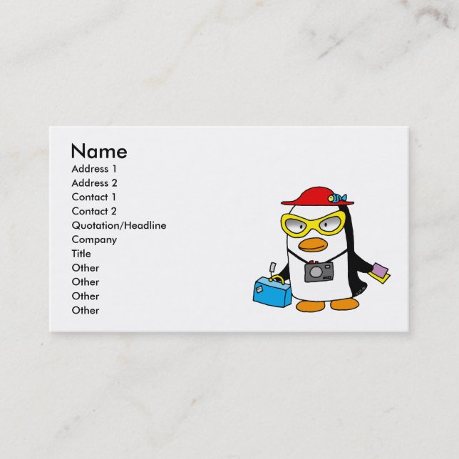 Carte De Visite pingouin de touristes (Devant)