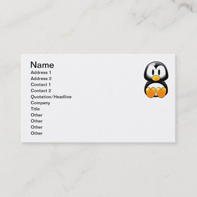 Carte De Visite Pingouin mignon de bébé - Customizeable (Devant)