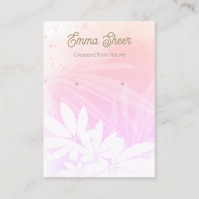 Carte De Visite Pink Abstrait Aquarelle Plante Feuille Business Ca (Devant)