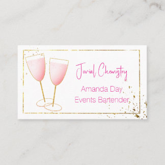 Carte De Visite Pink and Gold Bartender-Barmaid Business Card
