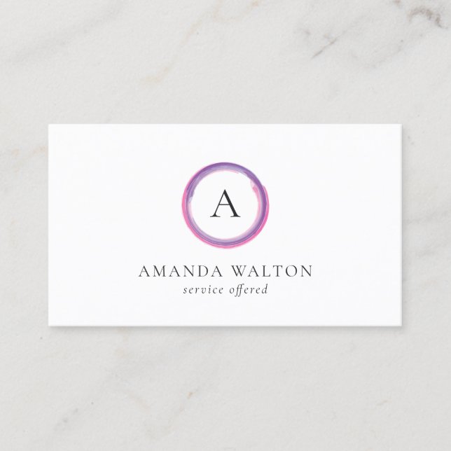 Carte De Visite Pink and Purple Monogram Modern (Devant)