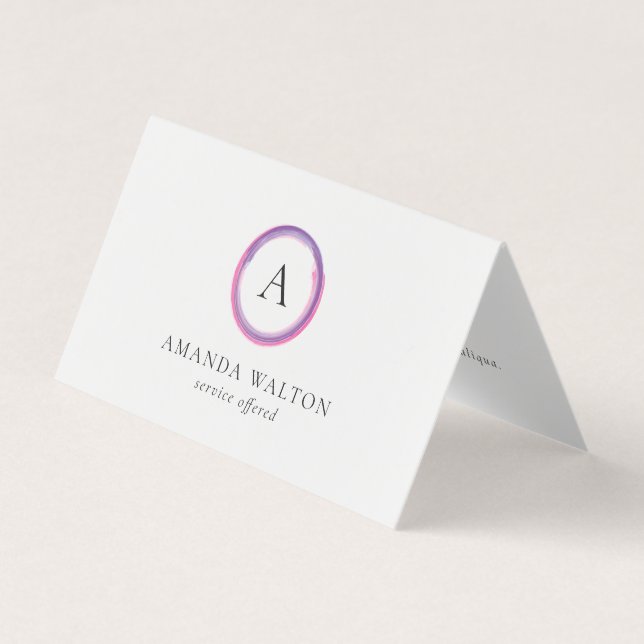 Carte De Visite Pink and Purple Monogram Modern (Devant)