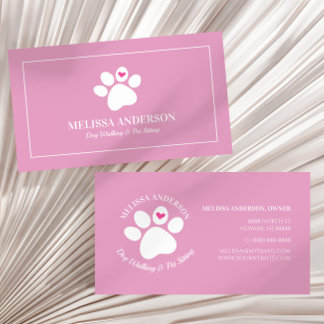Carte De Visite Pink Animal Animal Chien Chat Coeur Paw Personnali
