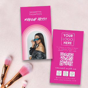 Carte De Visite Pink Arch Photo Médias sociaux Code QR Logo