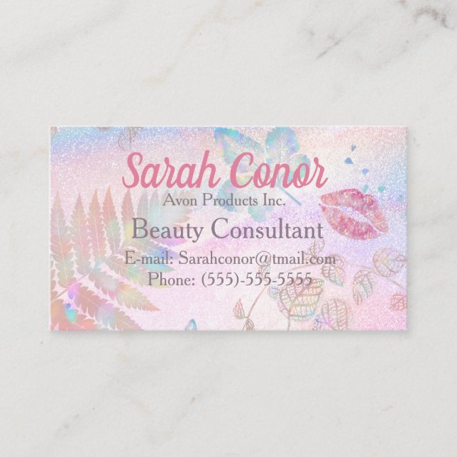 Carte De Visite Pink Beauty Consultant (Devant)