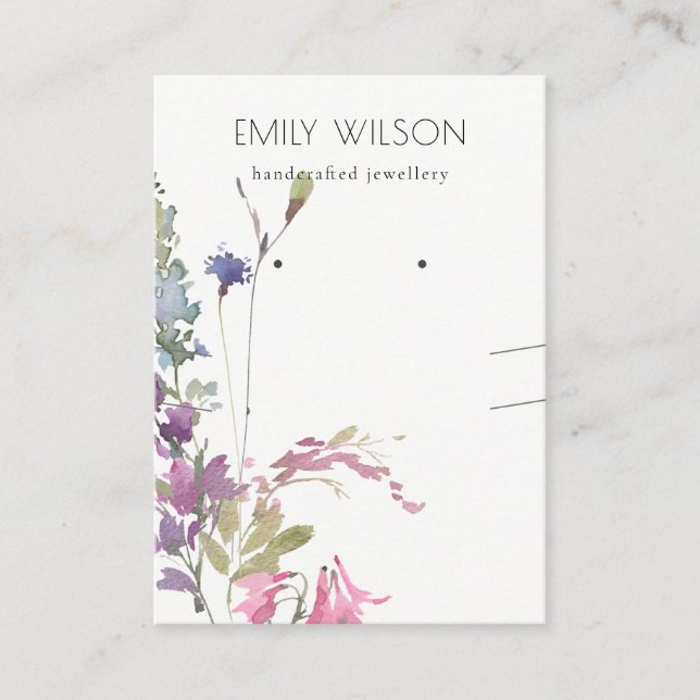 Carte De Visite Pink Blush Blue Bell Floral Bunch Elevage collier (Devant)