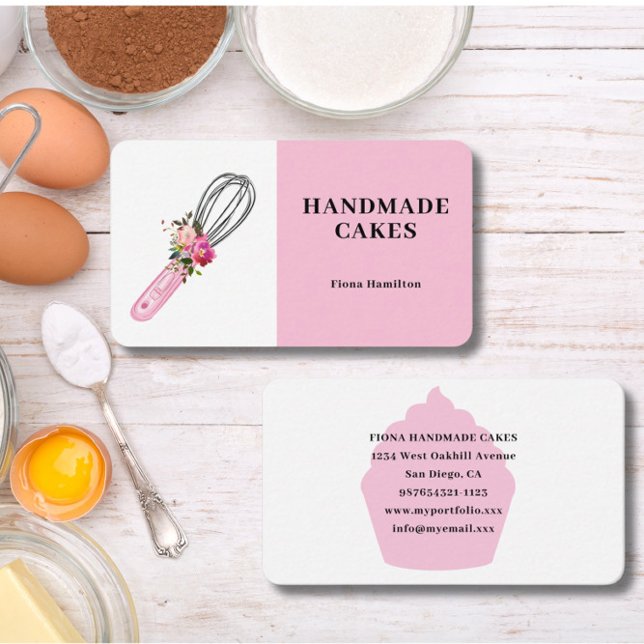 Carte De Visite Pink Cake Pastry Chef Bakery (Créateur téléchargé)