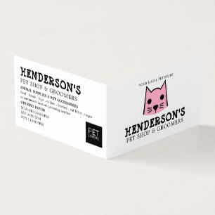 Carte De Visite Pink Cat, Pet Store & Groomers Détails