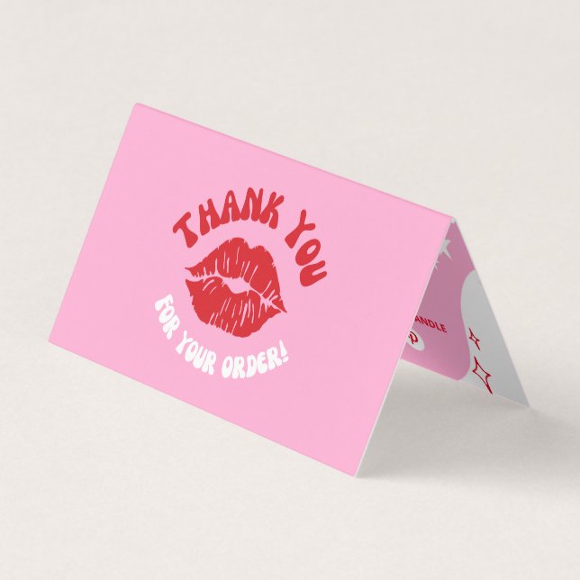 Carte De Visite Pink Custom Business Social Media Merci plié (Devant)