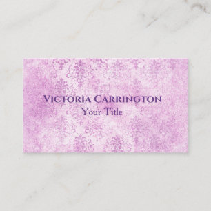 Carte De Visite Pink Damask Élégante Typographie Vintage