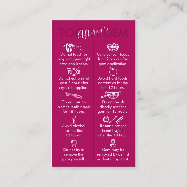 Carte De Visite Pink Dark Physique Imprimé Jeu de dents Après-soin (Dos)