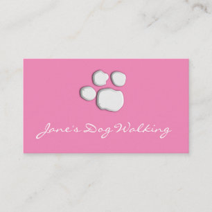 Carte De Visite Pink Elegant Chien marchant Empreinte de patte Car